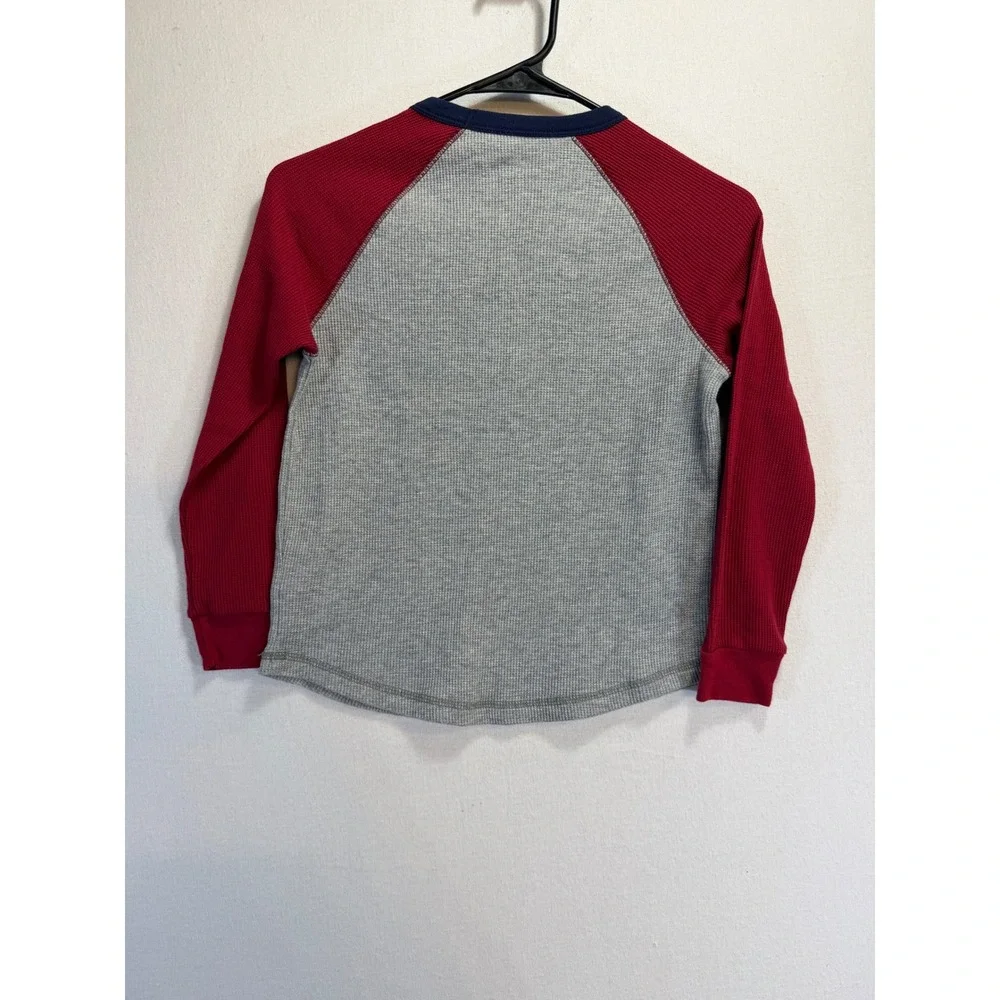 Old Navy Kids Grey Burgundy Raglan Waffle Knit Thermal Shirt Size M 8 Baseball